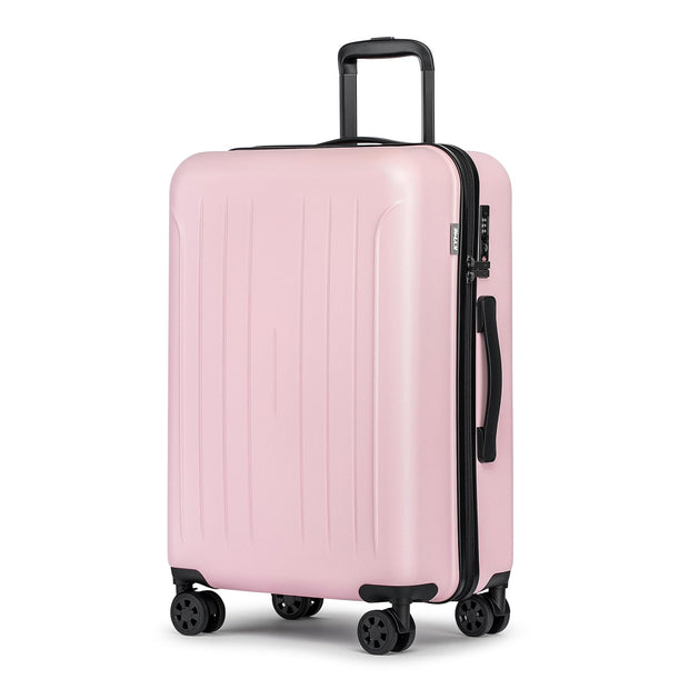 KYME Suitcase Hardshell With Double Spinner Wheels, PC+ABS TSA Lock Travel Luggage (Pink, 2Pcs Set(20"/24"))