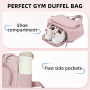 mini gym bag for women, travel duffel bag with wet pockets and Shoe Compartment,Lightweight carry on weekender duffel, water resistant,for sports,yoga,dance,khaki