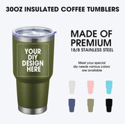 Personalized Custom Tumbler Print in USA 24 Pcs 30oz Stainless Steel Coffee Cup with Lid & Straw Double Wall Insulated Tumbler with Colorful Text Logo Photo