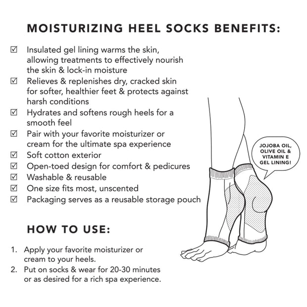 Kitsch Moisturizing Socks for Cracked Heel Treatment – Reusable Spa Socks for Women & Men with Insulated Gel Lining - Overnight Heel Socks for Dry Cracked Feet, Hydrating, Open-Toe Design - 1 Pair