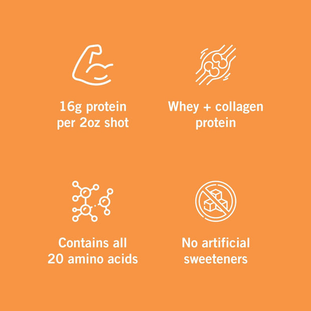 Vidafuel Protein Drink, 16g Protein Per 2oz Shot, 32 fl oz Carton, Citrus, Collagen and Whey Drink, No Artificial Sweeteners