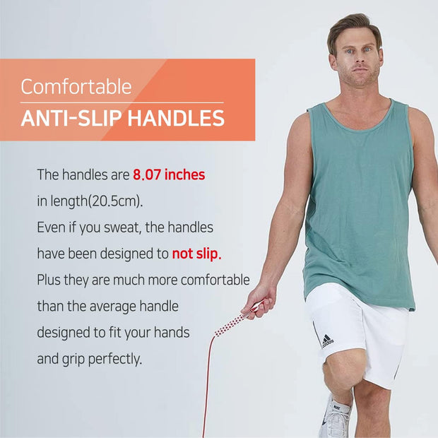 Skipping Jump Rope for Fitness Workout - Light Weight, Adjustable, Tangle Free, Excellent line control for Cardio Boxing, CrossFit, Training Exercise All Ages and Gender ( Special Luxury, KA-220, Made in Korea)