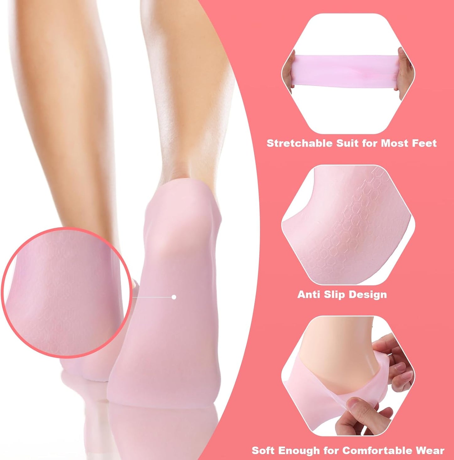 6 Pairs Silicone Socks for Dry Cracked Feet Women,New Upgrade Thickened Moisturizing Foot Mask Exfoliating Silicone Socks,Spa Gel Moisturizer Socks Foot Care After Pedicure
