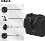 Small Gym Bag for Women,Mini Gym Duffle Bag with Independent Compartment Lightweight Gym Tote Bag Sport Duffle Bag for Travel Workout Dance Yoga-Black