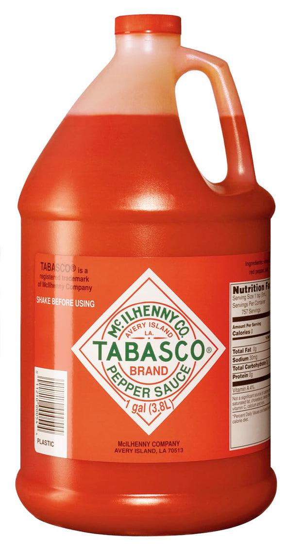 TABASCO Brand Cayenne Garlic Pepper Sauce, Mild Hot Sauce, Bulk Plastic Jug, Smoky & Zesty Blend with Savory Garlic, Perfect for Large Recipes, Great for Italian Dishes & More, 64 Fl Oz (Pack of 1)
