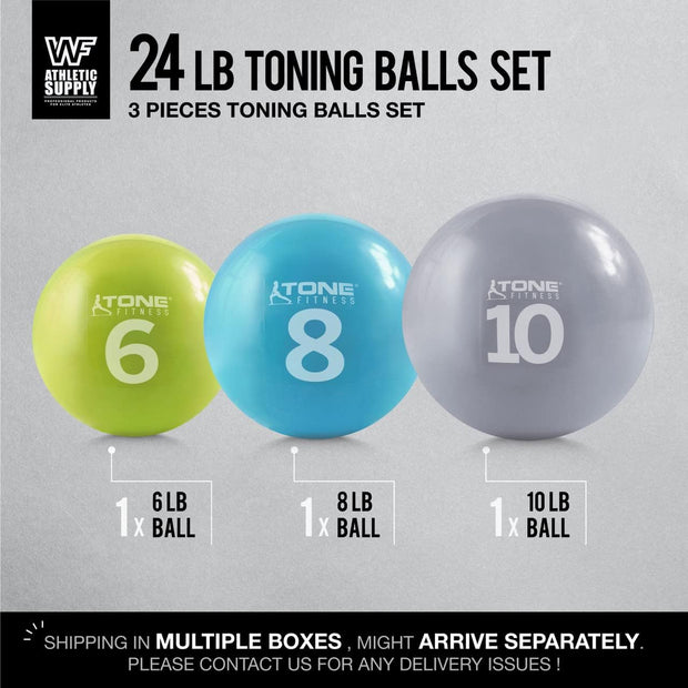 WF Athletic Supply Weighted Toning Ball, Soft Weighted Exercise Ball, Soft Medicine Balls for Exercise, Yoga, Pilates & Physical Therapy, 6, 8, 10 LB, Option Available in Single, Pair & Set with Rack