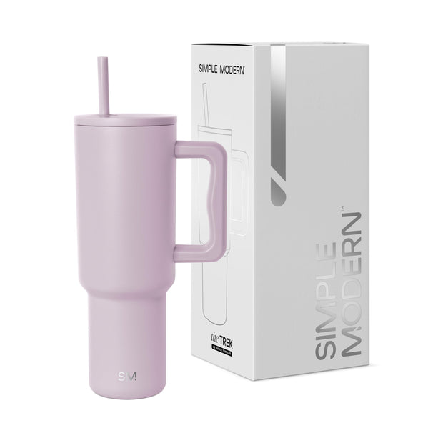 Simple Modern 40 oz Trek Tumbler with Handle and Straw Lid | Cup Holder Friendly Insulated Stainless Steel Travel Mug | Blue Dune