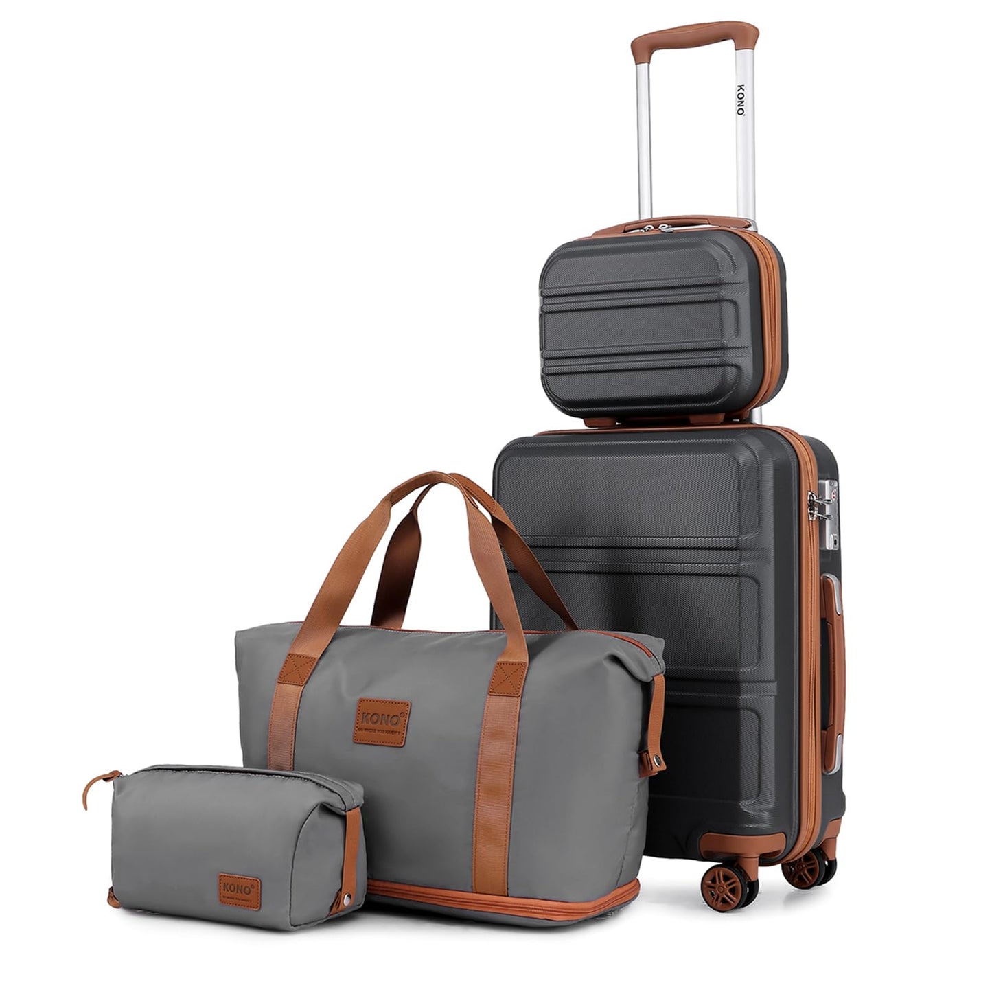 Kono 3 Piece Luggage Sets Expandable(only 28") Lightweight with Spinner Wheels TSA Lock Hardside Travel Rolling Suitcases 20in 24in 28in Carry on Pink