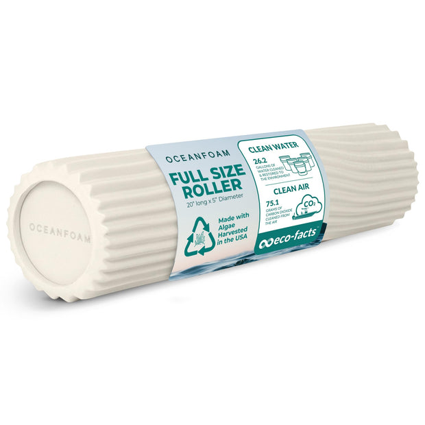 Oceanfoam Tidal Roller - Natural - Muscle Massage Foam Roller for Back Pain & Stretching - Firm and Ergonomic Wide Wave Textured - Yoga, Athletics, & Wellness - Full Size, 20" x 5"