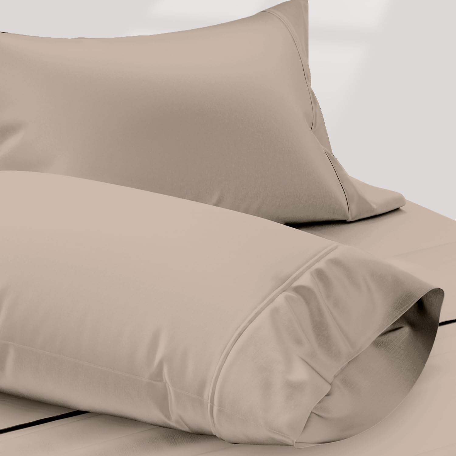 TEXAS LINEN CO. 100% Egyptian Cotton Sheets King Size Set - 1200 Thread Count Egyptian Cotton Luxury Sheets King Size, 17" Deep Pocket, Soft, Cooling Sateen Weave Hotel Quality Bedding Set - White