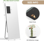 Smart Home Gym Mirror 65"x23.6", Trainer Workout Mirror with 14" Screen Display, Support Phone Casting Function, Follow Tiktok Videos to Do yoga,Dancing, Exercise Fitness(Portrait Screen for TikTok)