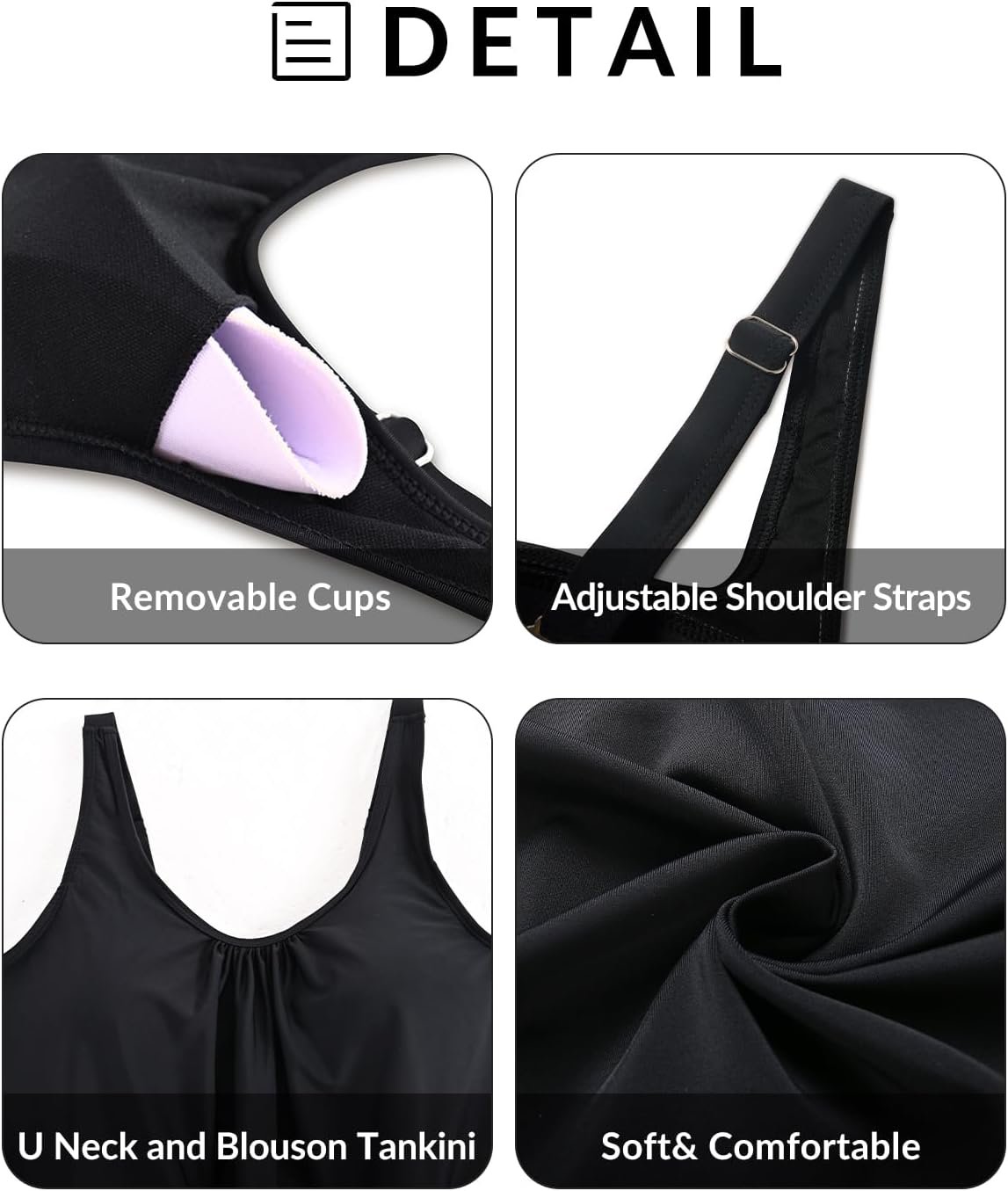 Aqua Eve Two Piece Women's Tankini Swimsuits Blouson Swim Tank Top with Shorts Modest Bathing Suits