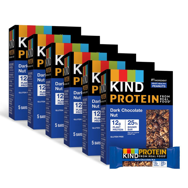 KIND PROTEIN Healthy Snack Bar, Crunchy Peanut Butter, 12g Plant Protein, Gluten Free Snack Bars, 1.76 OZ, (30 Count)
