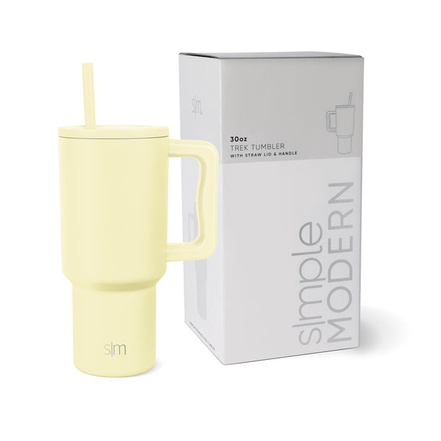 Simple Modern 40 oz Trek Tumbler with Handle and Straw Lid | Cup Holder Friendly Insulated Stainless Steel Travel Mug | Blue Dune