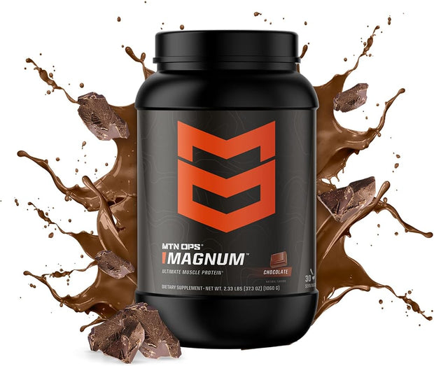 MTN OPS Magnum Chocolate Protein Powder, 23g of Whey Isolate Protein & Milk Protein with BCAAs, Zero Sugar & Gluten Free 30-Serving Tub