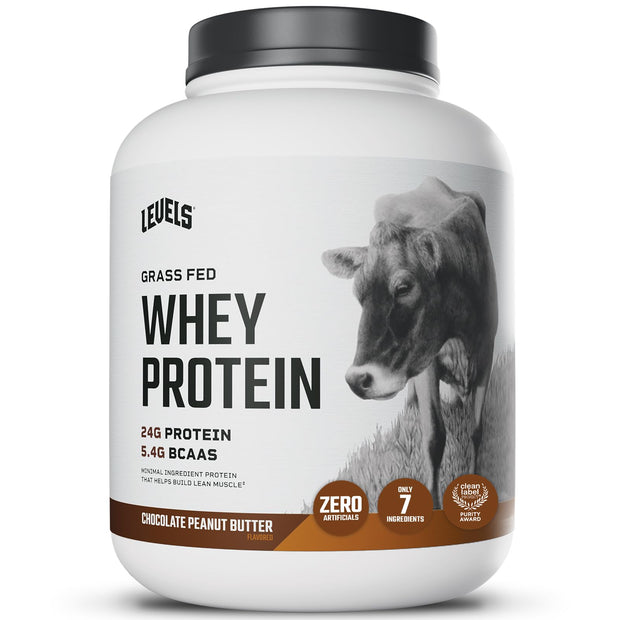 Levels Grass Fed Whey Protein Powder, No Artificials, 24G of Protein, Vanilla Bean, 2LB