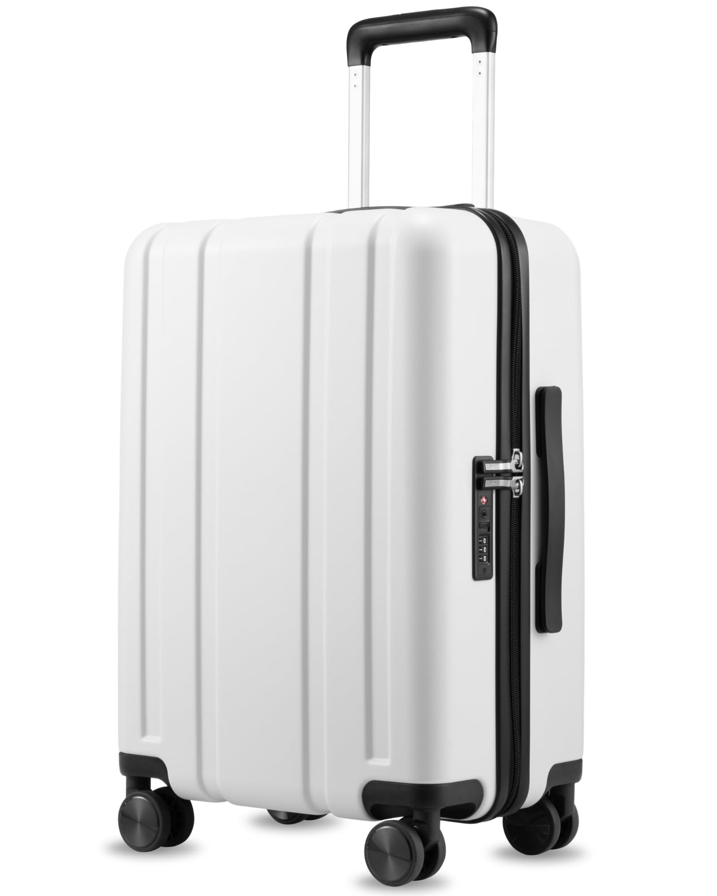LUGGEX Carry On Luggage 22x14x9 Airline Approved, 100% PC Hard Shell Travel Suitcase with Smooth Spinner Wheels TSA Lock, 20 Inch, Black