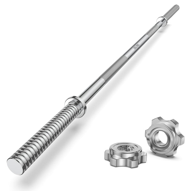 Weight Lifting Bar 57", 1" Standard Straight Barbell Bars Olympic for Home Gym Weight lifting/Strength Training/Squat/Bench Press/Deadlift/Lunges/Hip Thrusts, 2 Star Collars (480lb Weight Capacity)