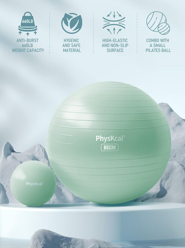 Yoga Ball for Exercise, Pilates Set, 4 Sizes Fitness Ball for Workout, Birthing, Pregnancy, Physical Therapy- Pump Included