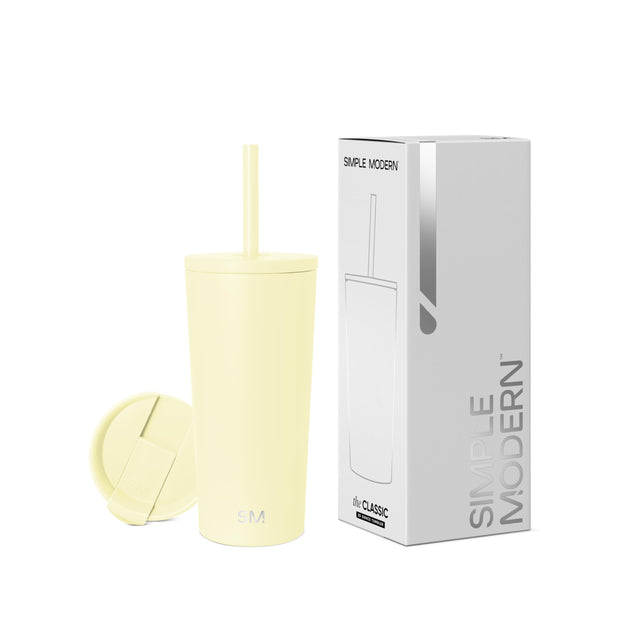 Simple Modern Insulated Tumbler with Lid and Straw | Iced Coffee Cup Reusable Stainless Steel Water Bottle Travel Mug | Gifts for Women Men Her Him | Classic Collection | 24oz | Midnight Black