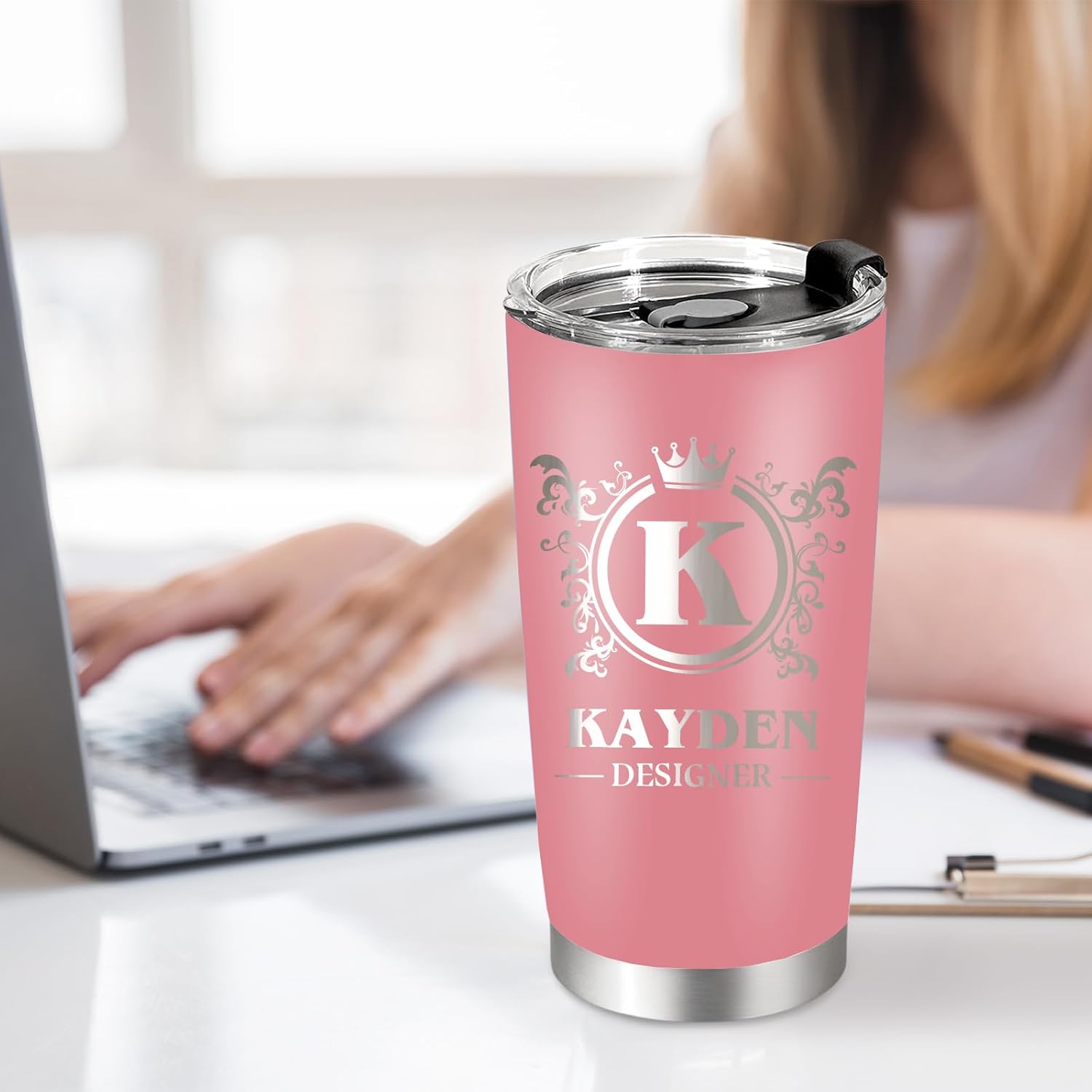 Personalized Tumblers with Engraved Name, Personalized Birthday Gifts for Men Women, Custom 20oz Stainless Steel Coffee Tumbler with Lids and Straws, Custom Travel Cup