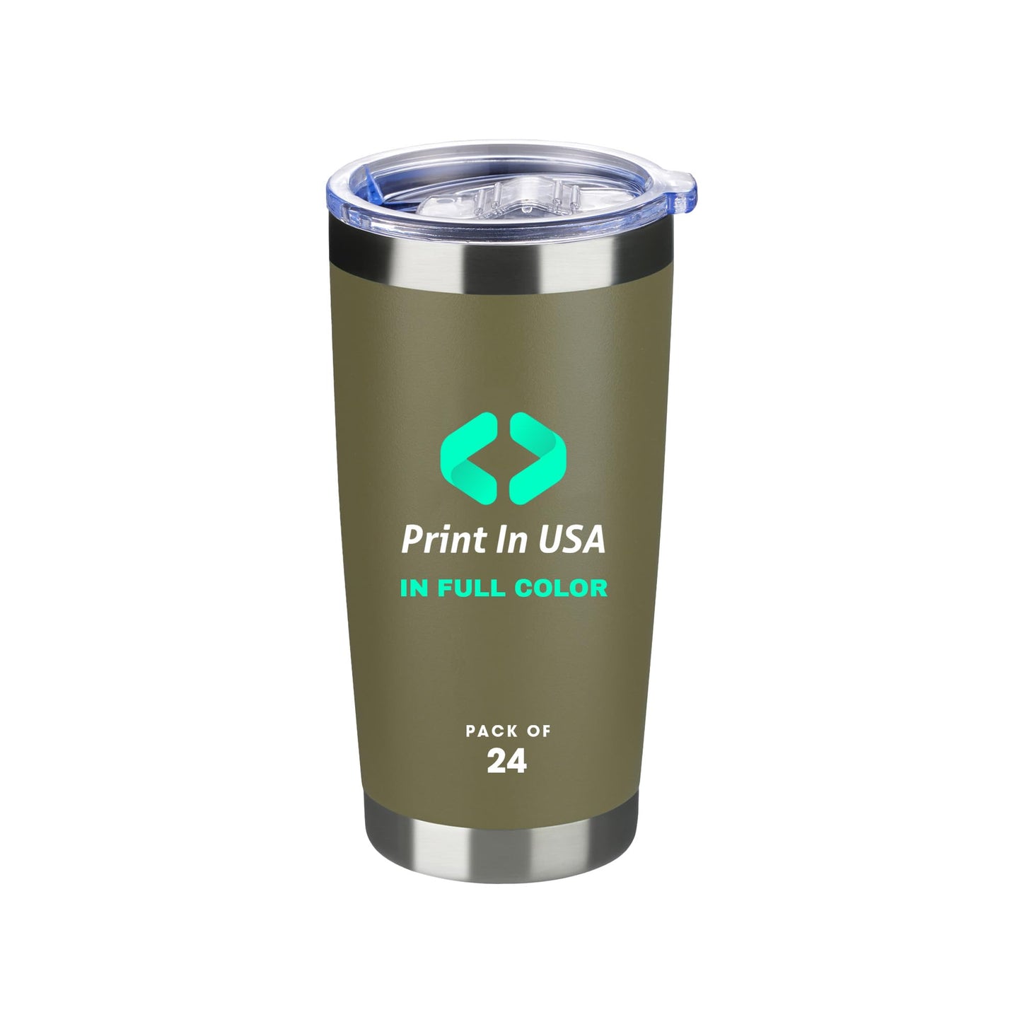Personalized Custom Print in USA Tumbler 20oz Stainless Steel Double Wall Coffee Cup with Lid & Straw Insulated Tumbler with Colorful Text Logo Photo