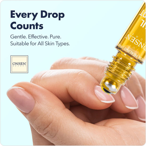 Onsen Secret Nail & Cuticle Repair Oil (10ml) - Dry Oil Formula - Japanese Tsubaki, Tea Tree & Jojoba - Strengthens Nails, Repairs Cuticles, Hydrates Skin & Hair - Natural & Vegan