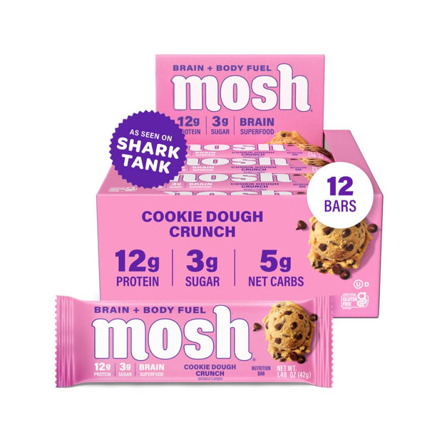 MOSH Variety Pack Keto Protein Bars, High Fiber, Low Carb, Gluten Free, High Protein, Brain Healthy Snack with Ashwagandha, Lion's Mane, 15 Count