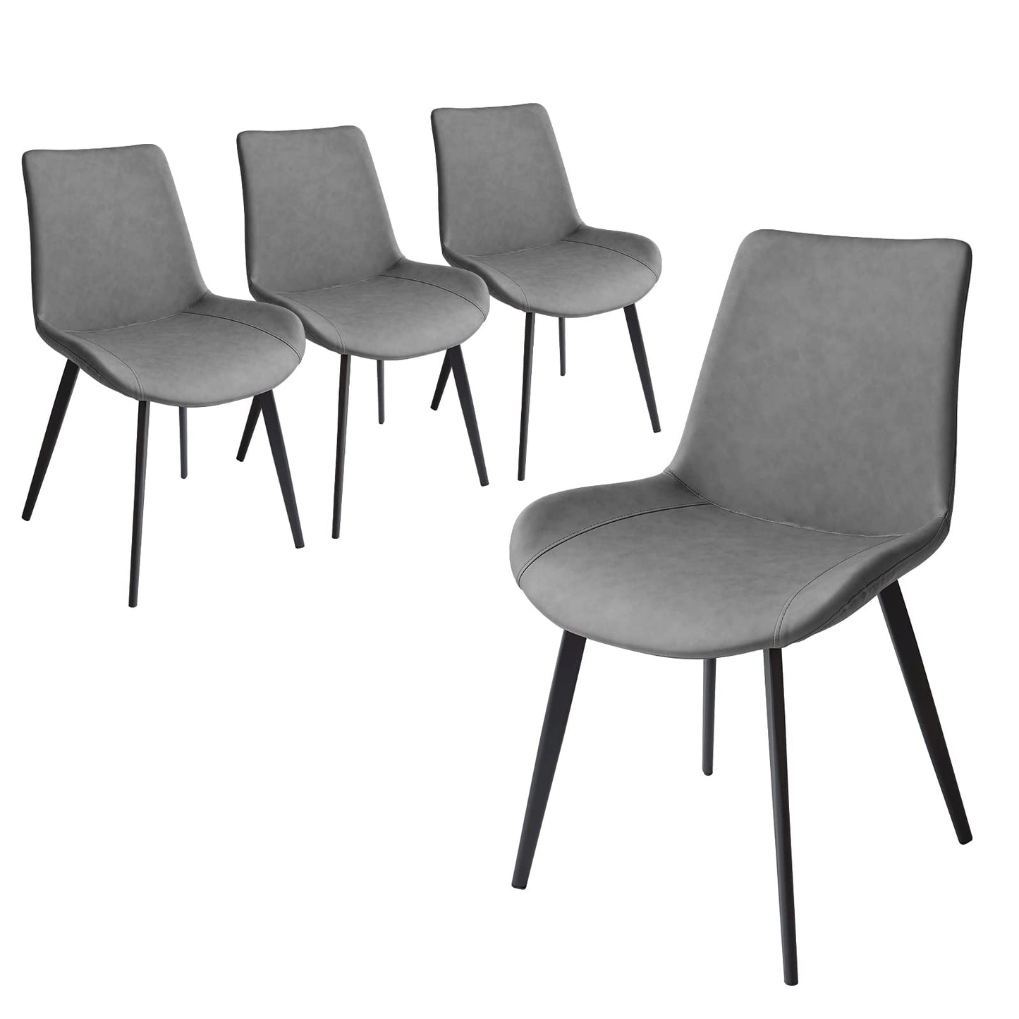 Dining Chairs Set of 4, Modern Kitchen & Dining Room Chairs, Upholstered Faux Leather Cushion Seat and Sturdy Metal Legs (4 Brown Chairs)