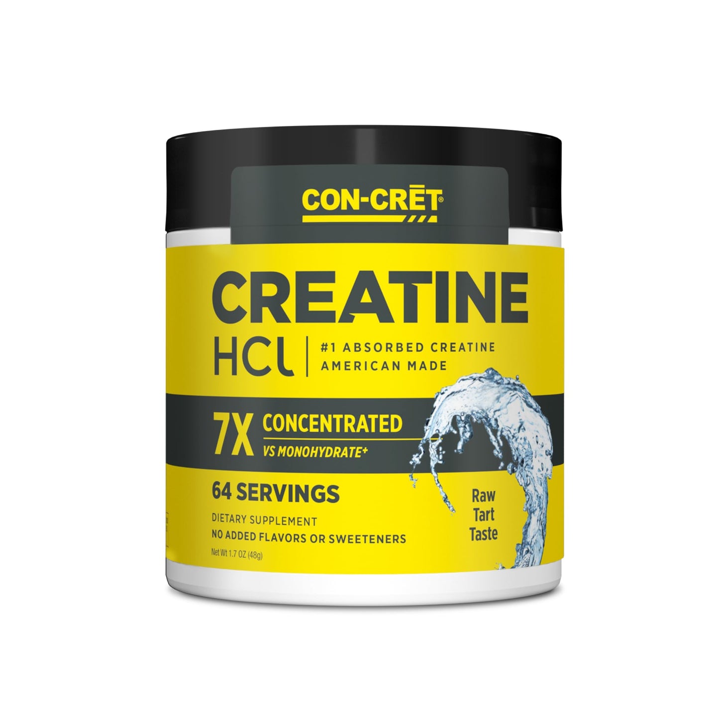 CON-CRET Creatine HCl Powder | Muscle, Cognitive, Cellular Energy Support | No Bloating or Cramps | USA Made & NSF Certified | Unflavored (100 Serving)