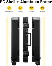 LEVEL8 Zipperless Checked Luggage with Aluminum Frame, Upgraded Medium Hardside Suitcase with Spinner Wheels, Metal Travel Luggage with Double Tsa Locks, 24 Inch, Black