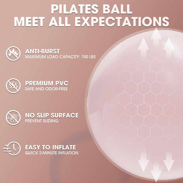 PAETA Pilates Ring Set – 14” Magic Circle (38 lbs Resistance), 9.8” Pilates Ball, 5 Resistance Bands, and Exercise Guide Included for Home Workouts