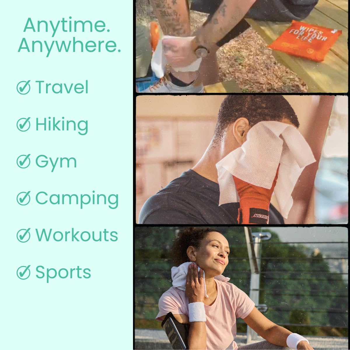 HyperGo XL Body Wipes for Women & Men – 12" x12" Rinse-Free Full Body Cleansing Wipes 20 Count Pack - Mint | Biodegradable, Hypoallergenic, Aloe-Infused | Gym, Festival, Camping Essentials