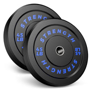 Olympic Rubber Bumper Weight Set - 2 Inch Barbell Plates for Home Gym Strength Training