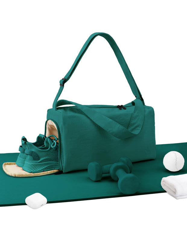 Small Gym Bag for Women with Shoes Compartment, Stylish Duffle Travel Bag for Plane, Lightweight Duffle Bag for Women & Men, Sport Gym Tote Bag with Wet Pocket for Yoga, Pilates, Swimming