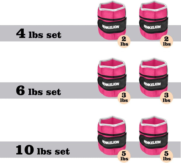 1 Pair 2 3 5 10 Lbs Adjustable Ankle Weights for Women Men Kids, Strength Training Wrist and Ankle Weights Sets for Gym, Fitness Workout, Running, Lifting - Black Grey Pink Blue Purple
