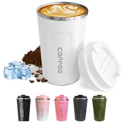 Travel coffee mugs leak-proof, reusable coffee cups with lids, stainless steel vacuum thermos coffee tumblers,thermal insulation cups for men and women keep hot & cold drinks(2nd-Black, 12OZ)