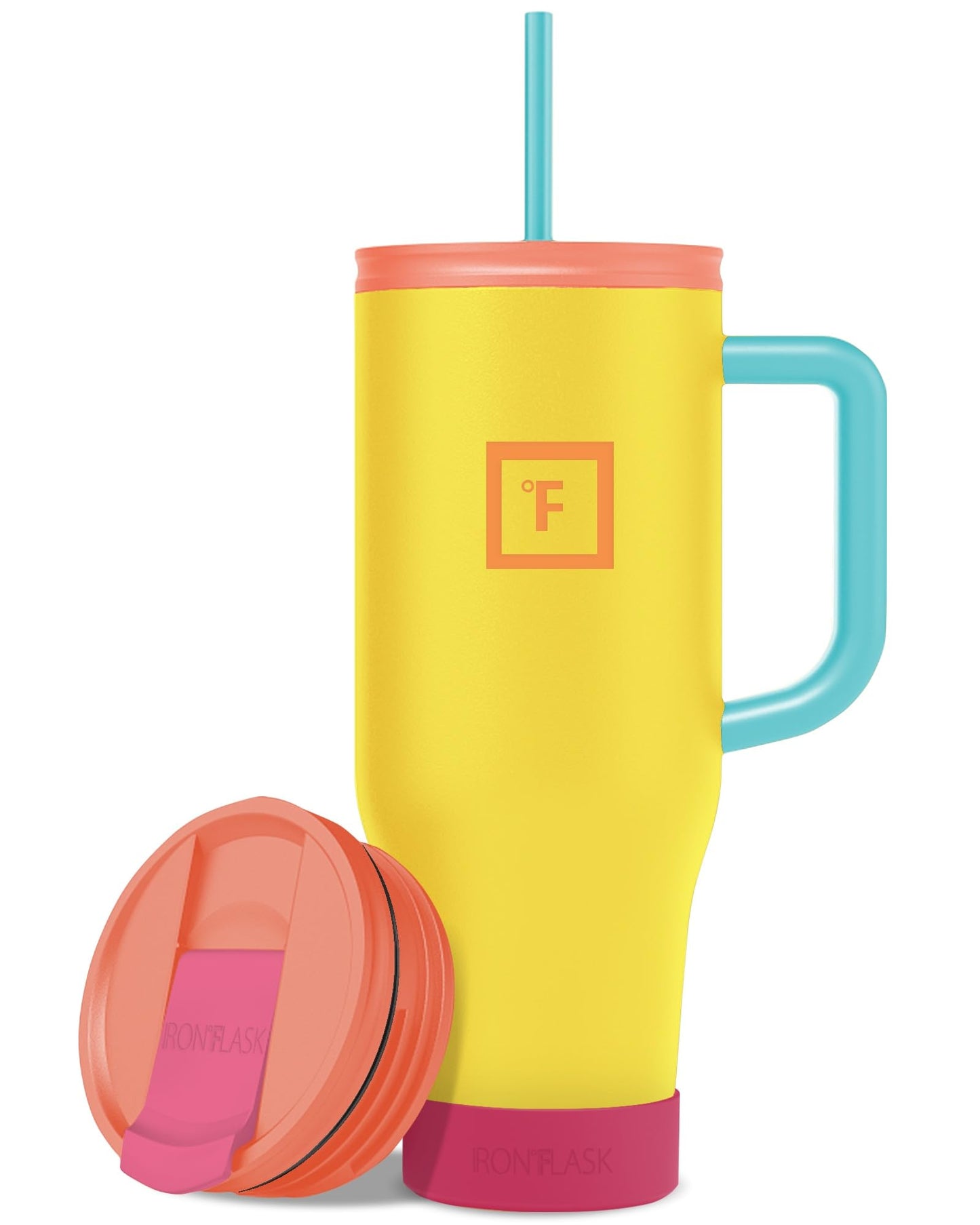 IRON °FLASK Co-Pilot Insulated Mug w/Straw & Flip Cap Lids - Cup Holder Bottle for Hot, Cold Drink - Leak-Proof - Water, Coffee Portable Travel Mug - Aurora, 32 Oz