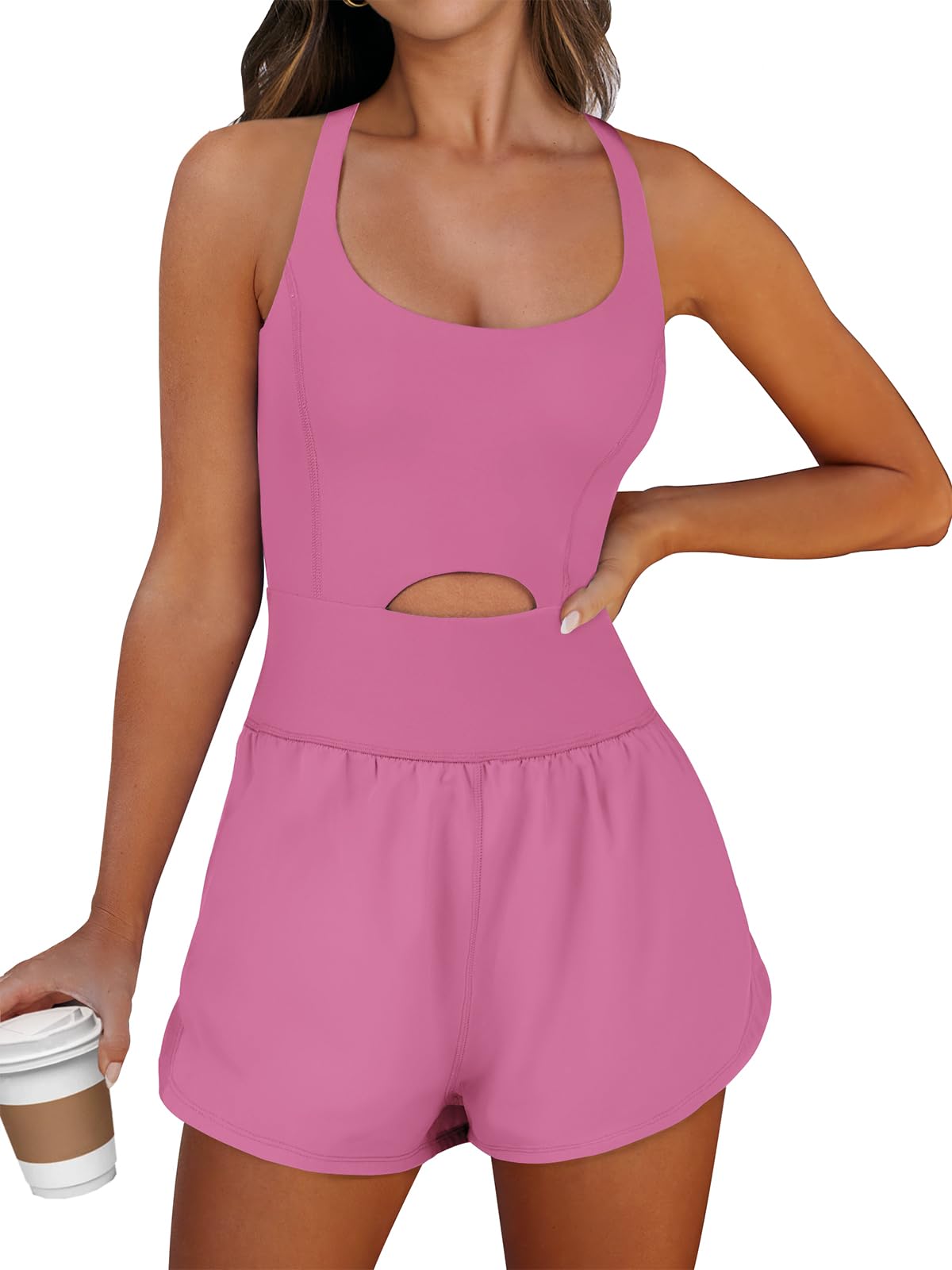 ANRABESS Women Rompers Running Exercise Workout Set One Piece Jumpsuits Gym Yoga Outfits 2025 Summer Active Wear Clothes