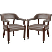 Steve Silver Furniture Tournament Arm Dining Chair with Casters, Upholstered w/Nailhead Trim, for Living Room, Dining Room, Vegan Leather, 18-Inch Seat Height, 25" W x 25" D x 31" H, Black