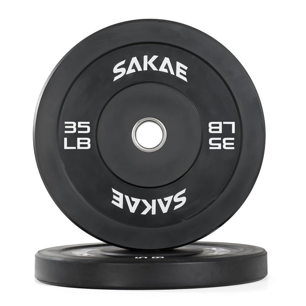 SAKAE Olympic Rubber Bumper Plates, 2-Inch Weight Plate Set with Steel Hub, Ideal for Weightlifting, CrossFit, Strength Training & Home Gym Workout, Available in Single, Pair & Sets, Multiple Sizes