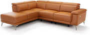 Valencia Pista Full Leather Left Chaise Sofa 112.5" | Italian Nappa Leather Modern Cloud Couch for Living Room/Apartment Furniture | Power Recliner, Ultimate Comfort, Cognac