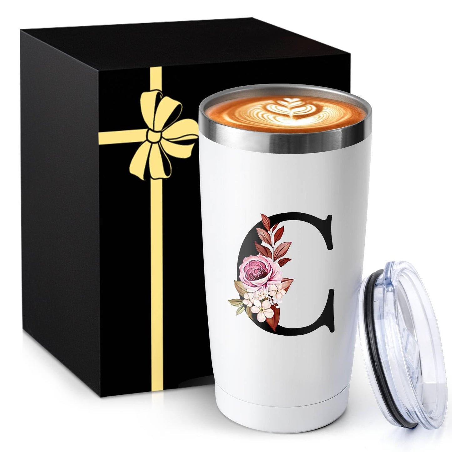 20 Oz Insulated Coffee Cup with Lid Car Tumbler Travel Mug Women Wife Husband Happy Birthday Wedding Romantic Gift Best Cool Day Personalized Unique Special Cute Custom Christmas Xmas Valentines Ideal
