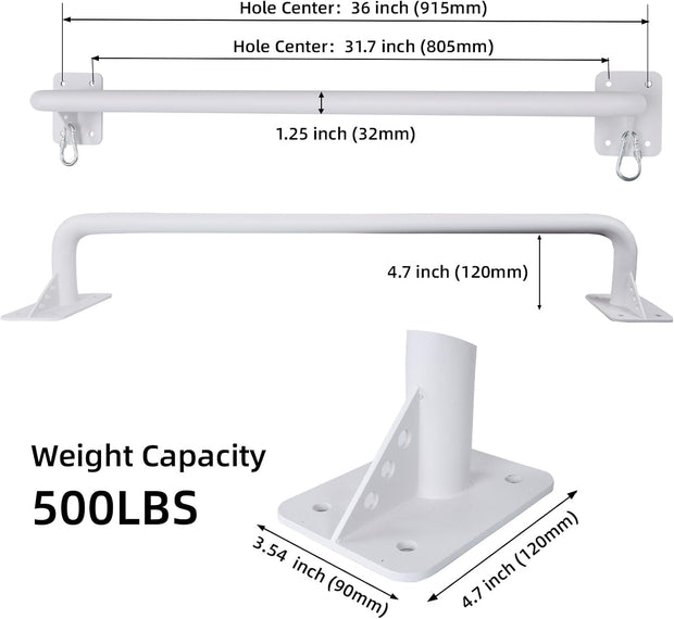 Wall Mounted Doorway Pull Up Bar, Heavy Duty Strength Training Pull-Up Bars for Doorframe, Support Beam or Joist Mount Thick Metal Sturdy Construction Support 500 lbs