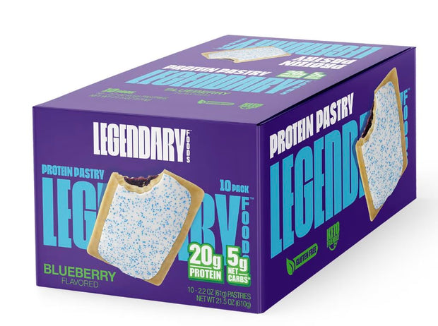 Legendary Foods 20g Protein Pastry - Low Carb Meal Replacement Bar - Low Glycemic, Gluten Free Protien Snacks - Healthy Keto Snack Box, 10x Zero Sugar Energy Bars - Bariatric Diabetic Friendly