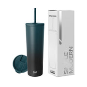 Simple Modern Insulated Tumbler with Lid and Straw | Iced Coffee Cup Reusable Stainless Steel Water Bottle Travel Mug | Gifts for Women Men Her Him | Classic Collection | 24oz | Midnight Black