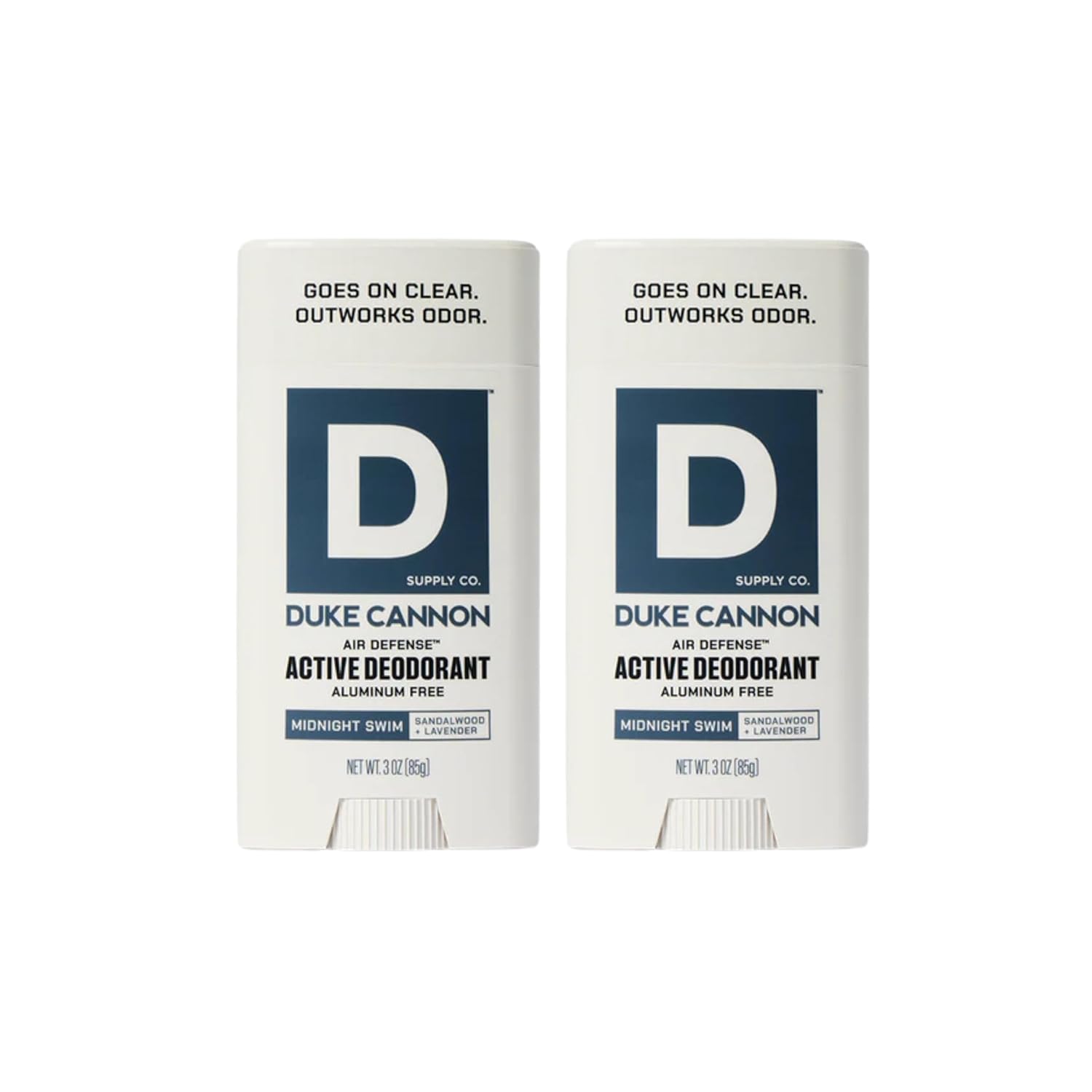 Duke Cannon Supply Co. Aluminum-Free Deodorant for Men 3 oz. Midnight Swim, 2 Pack - Unique Masculine Scent, Odor Control & Soothe Skin