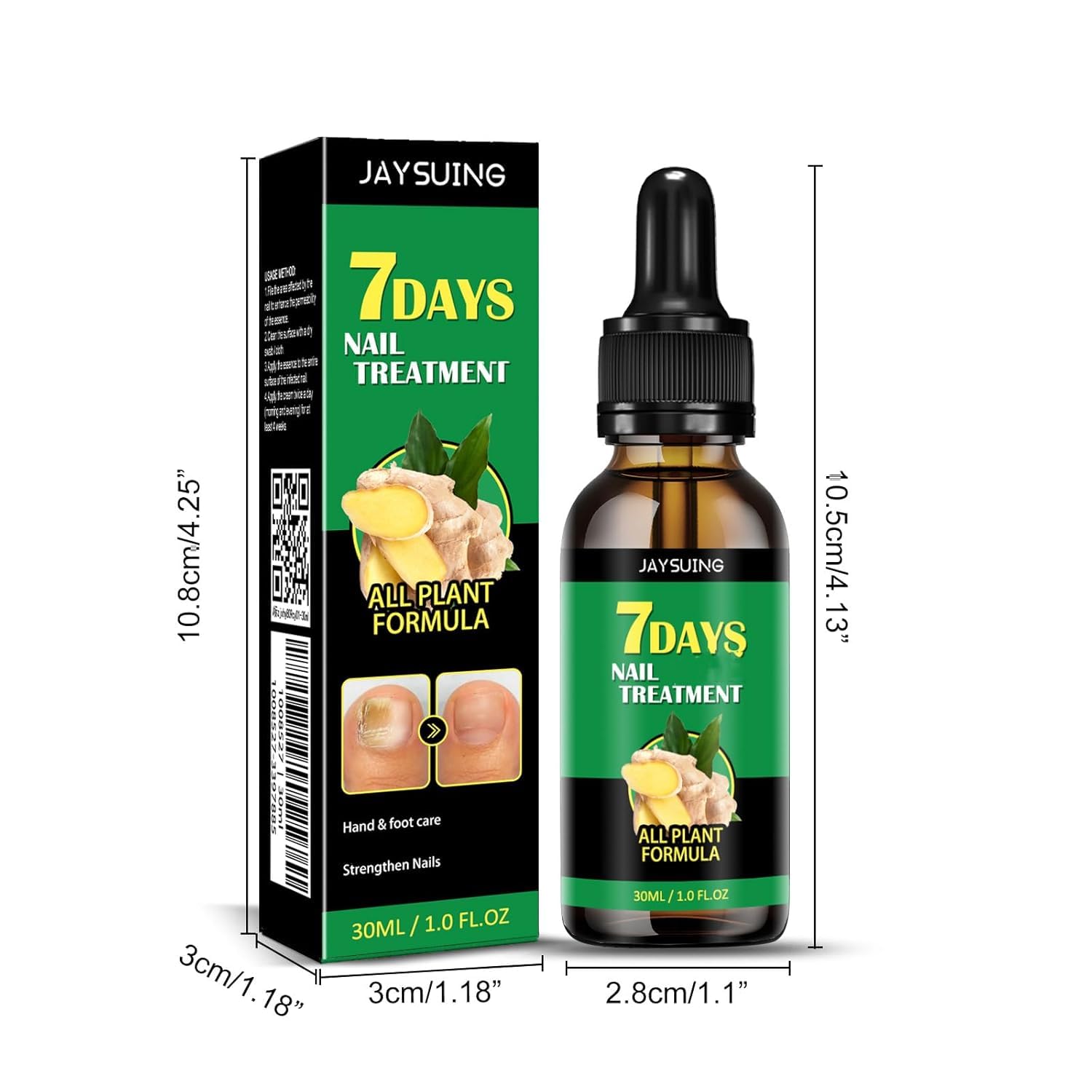 Ginger Nail Growth Serum, 7 Days Nail Treatment, Ginger Nail Treatment, Ginger Cuticle Care Oil for Strengthen & Promote Nail Growth (2Pcs)