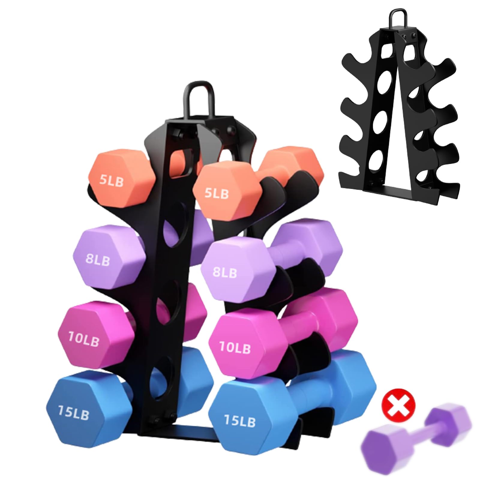 Dumbbell Rack Stand Only(No Dumbbells Rack Only), Weight Rack for Dumbbells 5-15LB, Upgraded Handle, Compact A-Frame Weight Rack, Suitable for Home Gym
