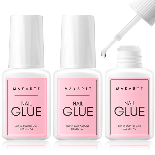 Makartt Super Strong Nail Glue for Press ons: Acrylic Nail Tips-Fake Nails-Salon Quality, Brush On, Quick Dry, Easy Application Durable & Long-Lasting Fast Glue False Nails